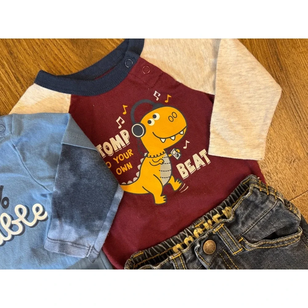Baby‎ Boy 3/6 Months Outfits Clothes Lot Long Sleeved Shirts Jeans Pants Mommy